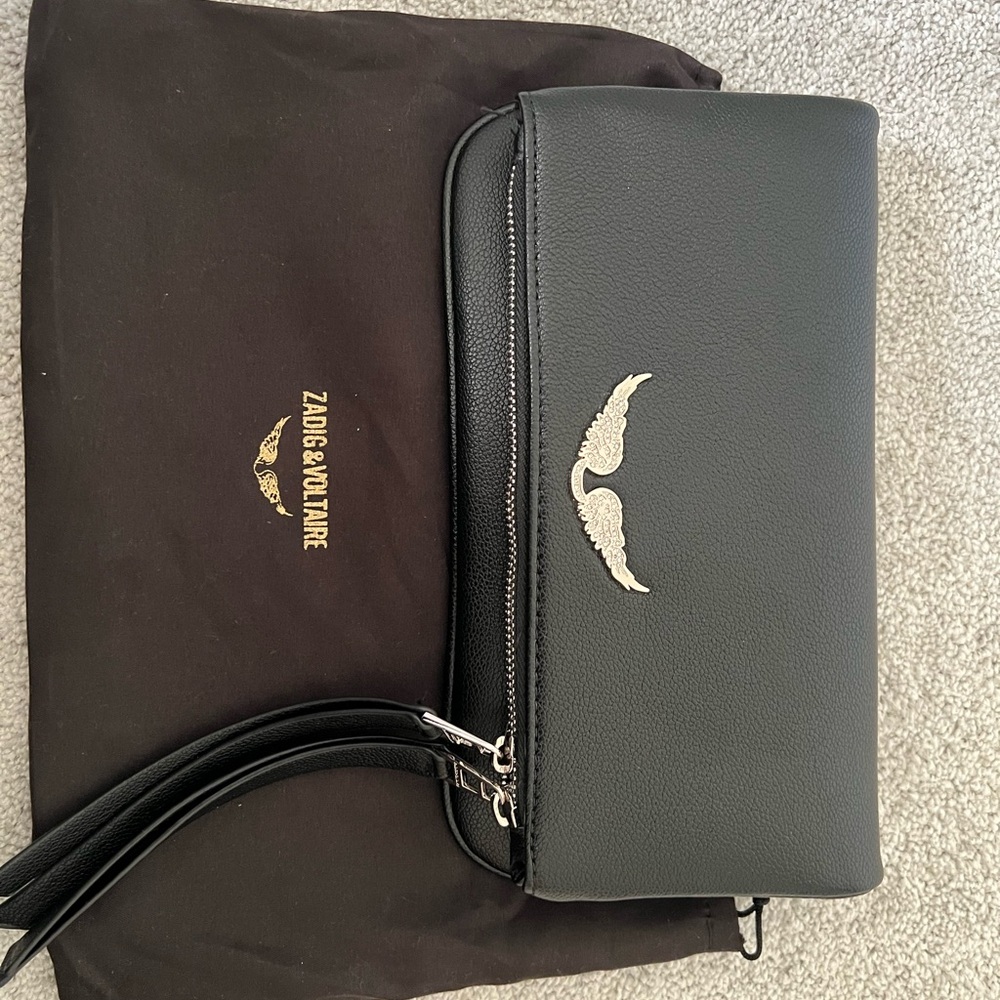 Zadig & Voltaire Black Leather Wallet with Silver Accent